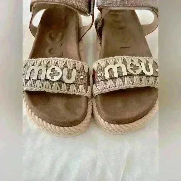 Mou Rope Logo-Lettering Leather Sandals US Size 8.5 or Euro Size 40 - Picture 3 of 8